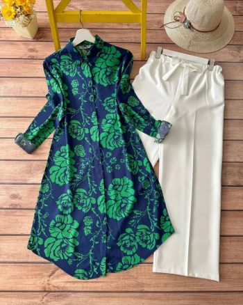 LATEST RAYON DIGITAL PRINTED TOP WITH PALAZZO GREEN