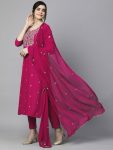 DESIGNER RAYON EMBROIDERY WORK TOP BOTTOM WITH DUPATTA PARTY WEAR WHOLESALE PRICE ETHNIC GARMENT (1)