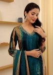 DESIGNER RAYON SLUB EMBROIDERY WORK TOP BOTTOM WITH DUPATTA PARTY WEAR WHOLESALE PRICE ETHNIC GARMENT (9)