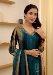 DESIGNER RAYON SLUB EMBROIDERY WORK TOP BOTTOM WITH DUPATTA PARTY WEAR WHOLESALE PRICE ETHNIC GARMENT (9)