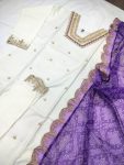 DESIGNER ROMAN SILK EMBROIDERY SEQUENCE WORK TOP BOTTOM WITH BANDHANI PRINTED DUPATTA PARTY WEAR WHOLESALE PRICE ETHNIC GARMENT (4)