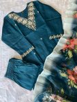 DESIGNER ROMAN SILK EMBROIDERY WITH SEQUENCE WORK TOP BOTTOM WITH DUPATTA FESTIVE WEAR WHOLESALE PRICE ETHNIC GARMENT (6)