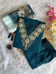 DESIGNER ROMAN SILK EMBROIDERY WITH SEQUENCE WORK TOP BOTTOM WITH DUPATTA FESTIVE WEAR WHOLESALE PRICE ETHNIC GARMENT (6)