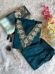 DESIGNER ROMAN SILK EMBROIDERY WITH SEQUENCE WORK TOP BOTTOM WITH DUPATTA FESTIVE WEAR WHOLESALE PRICE ETHNIC GARMENT (6)