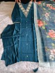 DESIGNER ROMAN SILK EMBROIDERY WITH SEQUENCE WORK TOP BOTTOM WITH DUPATTA FESTIVE WEAR WHOLESALE PRICE ETHNIC GARMENT (6)