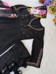DESIGNER ROMAN SILK HAND EMBROIDERY WORK GOWN BOTTOM WITH DUPATTA BLACK (1)