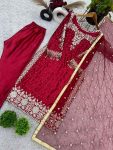 DESIGNER SATIN SILK EMBROIDERY SEQUENCE WORK TOP BOTTOM WITH DUPATTA FESTIVE WEAR WHOLESALE PRICE ETHNIC GARMENT (6)
