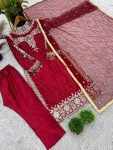 DESIGNER SATIN SILK EMBROIDERY SEQUENCE WORK TOP BOTTOM WITH DUPATTA FESTIVE WEAR WHOLESALE PRICE ETHNIC GARMENT (6)