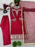 DESIGNER SATIN SILK EMBROIDERY SEQUENCE WORK TOP BOTTOM WITH DUPATTA FESTIVE WEAR WHOLESALE PRICE ETHNIC GARMENT (6)