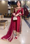 DESIGNER SATIN SILK EMBROIDERY SEQUENCE WORK TOP BOTTOM WITH DUPATTA FESTIVE WEAR WHOLESALE PRICE ETHNIC GARMENT (6)