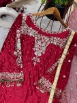 DESIGNER SATIN SILK EMBROIDERY SEQUENCE WORK TOP BOTTOM WITH DUPATTA FESTIVE WEAR WHOLESALE PRICE ETHNIC GARMENT (6)