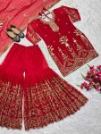 DESIGNER SEQUENCE EMBROIDERY WORK TOP SHARARA WITH DUPATTA PARTY WEAR WHOLESALE PRICE ETHNIC GARMENT (3)