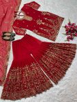 DESIGNER SEQUENCE EMBROIDERY WORK TOP SHARARA WITH DUPATTA PARTY WEAR WHOLESALE PRICE ETHNIC GARMENT (3)