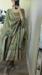 DESIGNER SHIMMER GEORGETTE EMBROIDERY 5 MM SEQUENCE WORK ANARKALI GOWN BOTTOM WITH DUPATTA FESTIVE WEAR WHOLESALE PRICE ETHNIC GARMENT (2)
