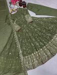 DESIGNER SHIMMER GEORGETTE EMBROIDERY 5 MM SEQUENCE WORK ANARKALI GOWN BOTTOM WITH DUPATTA FESTIVE WEAR WHOLESALE PRICE ETHNIC GARMENT (2)