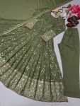 DESIGNER SHIMMER GEORGETTE EMBROIDERY 5 MM SEQUENCE WORK ANARKALI GOWN BOTTOM WITH DUPATTA FESTIVE WEAR WHOLESALE PRICE ETHNIC GARMENT (2)