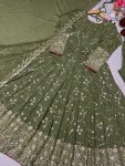 DESIGNER SHIMMER GEORGETTE EMBROIDERY 5 MM SEQUENCE WORK ANARKALI GOWN BOTTOM WITH DUPATTA FESTIVE WEAR WHOLESALE PRICE ETHNIC GARMENT (2)