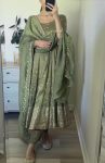 DESIGNER SHIMMER GEORGETTE EMBROIDERY 5 MM SEQUENCE WORK ANARKALI GOWN BOTTOM WITH DUPATTA FESTIVE WEAR WHOLESALE PRICE ETHNIC GARMENT (2)
