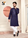 DESIGNER SILK EMBROIDERY AND SEQUENCE WORK MEN’S KURTA PAYJAMA FESTIVE WEAR WHOLESALE PRICE ETNIC GARMENT (9)