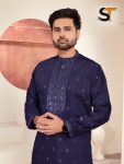 DESIGNER SILK EMBROIDERY AND SEQUENCE WORK MEN’S KURTA PAYJAMA FESTIVE WEAR WHOLESALE PRICE ETNIC GARMENT (9)