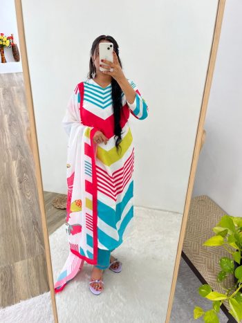 DESIGNER SOFT MUSLIN DIGITAL PRINTED TOP BOTTOM WITH DUPATTA SKY