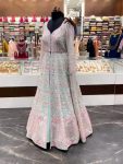 DESIGNER SOFT NET EMBROIDERY SEQUENCE WORK TOP LEHENGA WITH DUPATTA WEDDING WEAR WHOLESALE PRICE ETHNIC GARMENT (4)