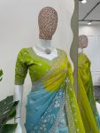 DESIGNER TABBY SILK THREAD AND SEQUENCE WITH DIGITAL PRINT WORK SAREE WITH UNSTITCHED BLOUSE PARTY WEAR WHOLESALE PRICE ETHNIC GARMENT (8)