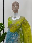 DESIGNER TABBY SILK THREAD AND SEQUENCE WITH DIGITAL PRINT WORK SAREE WITH UNSTITCHED BLOUSE PARTY WEAR WHOLESALE PRICE ETHNIC GARMENT (8)