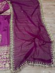 DESIGNER TAPETA SILK EMBROIDERY WORK LEHENGA UNSTITCHED BLOUSE WITH DUPATTA WEDDING WEAR WHOLESALE PRICE ETHNIC GARMENT (6)