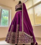 DESIGNER TAPETA SILK EMBROIDERY WORK LEHENGA UNSTITCHED BLOUSE WITH DUPATTA WEDDING WEAR WHOLESALE PRICE ETHNIC GARMENT (6)