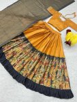 DESIGNER TISSUE ZARI KALAMKARI PRINTED WITH EMBROIDERY WORK LEHENGA CHOLI WITH DUPATTA WEDDING WEAR WHOLESALE PRICE ETHNIC GARMENT (4)