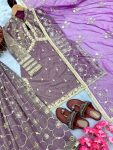 DESIGNER TWILL GOLD NET EMBROIDERY SEQUENCE WORK TOP PALAZZO WITH DUPATTA WHOLESALE PRICE ETHNIC GARMENT (2)