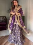 DESIGNER TWILL GOLD NET EMBROIDERY SEQUENCE WORK TOP PALAZZO WITH DUPATTA WHOLESALE PRICE ETHNIC GARMENT (2)