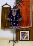 DESIGNER VELVET EMBROIDERY HANDWORK WITH LACE WORK TOP PALAZZO WITH DUPATTA PARTY WEAR WHOLESALE PRICE ETHNIC GARMENT (3)