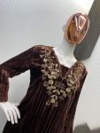 DESIGNER VELVET EMBROIDERY NECK WORK TOP WITH BOTTOM PARTY WEAR WHOLESALE PRICE ETHNIC GARMENT (2)