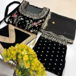 DESIGNER VELVET EMBROIDERY THREAD SEQUENCE WORK TOP PALAZZO WITH DUPATTA AND POTLI PARTY WEAR WHOLESALE PRICE ETHNIC GARMENT (10)