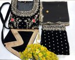 DESIGNER VELVET EMBROIDERY THREAD SEQUENCE WORK TOP PALAZZO WITH DUPATTA AND POTLI PARTY WEAR WHOLESALE PRICE ETHNIC GARMENT (10)