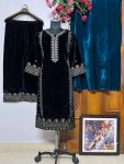 DESIGNER VELVET EMBROIDERY WORK TOP PALAZZO WITH DUPATTA FESTIVE WEAR WHOLESALE PRICE ETHNIC GARMENT (5)