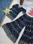 DESIGNER VELVET EMBROIDREY SEQUENCE WORK TOP PALAZZO WITH DUPATTA PARTY WEAR WHOLESALE PRICE ETHNIC GARMENT (4)