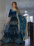 DESIGNER VELVET EMBROIDREY SEQUENCE WORK TOP PALAZZO WITH DUPATTA PARTY WEAR WHOLESALE PRICE ETHNIC GARMENT (4)