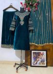 DESIGNER VELVET SEQUENCE EMBROIDERY WORK TOP PALAZZO WITH DUPATTA PARTY WEAR WHOLESALE PRICE ETHNIC GARMENT (1)