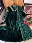 DESIGNER VELVET ZARI EMBROIDERY WORK GOWN BOTTOM WITH DUPATTA PARTY WEAR WHOLESALE PRICE ETHNIC GARMENT (14)