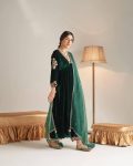 DESIGNER VELVET ZARI EMBROIDERY WORK GOWN BOTTOM WITH DUPATTA PARTY WEAR WHOLESALE PRICE ETHNIC GARMENT (14)