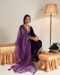 DESIGNER VELVET ZARI EMBROIDERY WORK GOWN BOTTOM WITH DUPATTA PARTY WEAR WHOLESALE PRICE ETHNIC GARMENT (10)