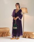 DESIGNER VELVET ZARI EMBROIDERY WORK GOWN BOTTOM WITH DUPATTA PARTY WEAR WHOLESALE PRICE ETHNIC GARMENT (10)