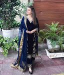 DESIGNER VELVET ZARI EMBROIDERY WORK TOP PALAZZO WITH DUPATTA PARTY WEAR WHOLESALE PRICE ETHNIC GARMENT (1)