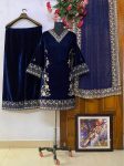 DESIGNER VELVET ZARI EMBROIDERY WORK TOP PALAZZO WITH DUPATTA PARTY WEAR WHOLESALE PRICE ETHNIC GARMENT (1)