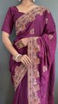 DESIGNER VICHITRA SILK ZARI AND STONE WORK WITH CUT WORK BORDER READY TO WEAR SAREE WITH UNSTITCHED BLOUSE PARTY WEAR WHOLESALE PRICE ETHNIC GARMENT (3) – Copy
