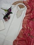 DESIGNER VISCOS CHANDERI SEQUENCE EMBROIDERY WITH REAL MIROR WORK TOP BOTTOM WITH DUPATTA FESTIVE WEAR WHOLESALE PRICE ETHNIC GARMENT (7)