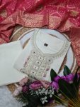 DESIGNER VISCOS CHANDERI SEQUENCE EMBROIDERY WITH REAL MIROR WORK TOP BOTTOM WITH DUPATTA FESTIVE WEAR WHOLESALE PRICE ETHNIC GARMENT (7)
